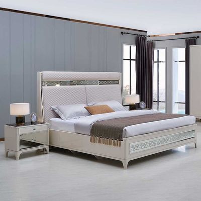 Portnoy 180x200 King Bed with LED - Ivory - With 2-Year Warranty